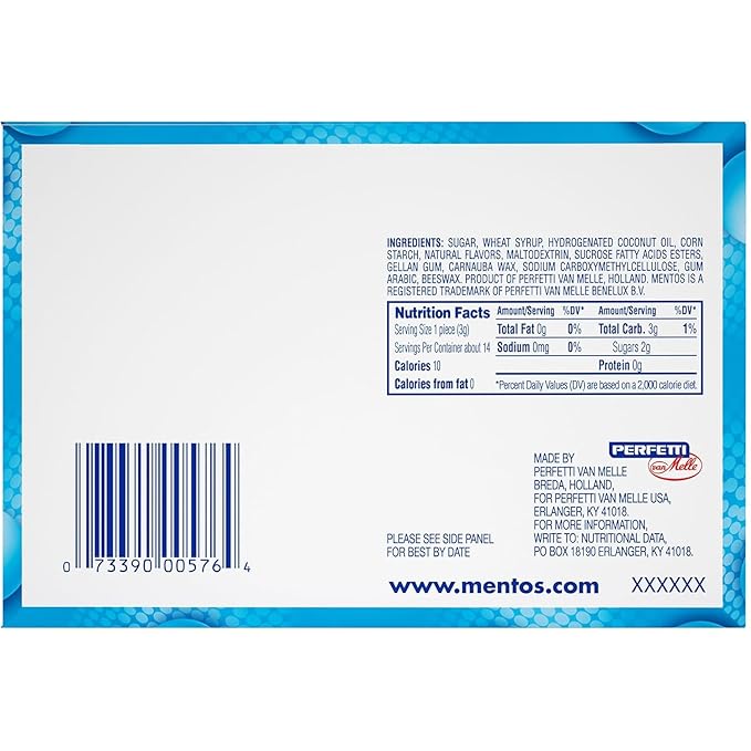 Mentos Chewy Mint Candy Roll, Mint Candies, 14 Pieces Per Roll, 15 Count Party Pack