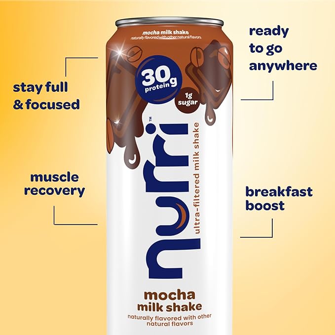 Nurri - 30g Protein Ultra Filtered Milk Shake – Mocha- Lactose Free, Low Sugar, 150 Calories, 10 Vitamins and Minerals - 11 fl oz, 10 Cans