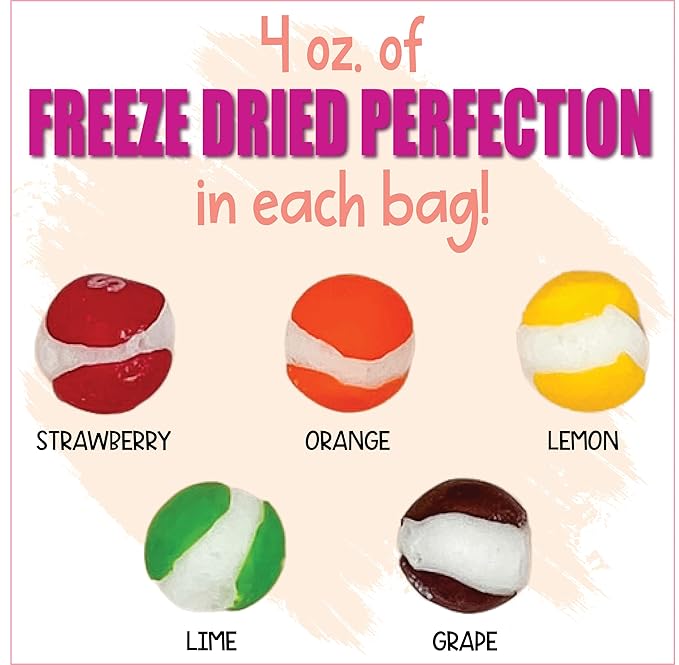 Freeze Dried Candy, Fruit Crunch Original, 4 oz, 2 Pack, Assorted Strawberry, Orange, Lemon, Grape, Lime Flavors, Bag Pouch, Ideal Gift Snack