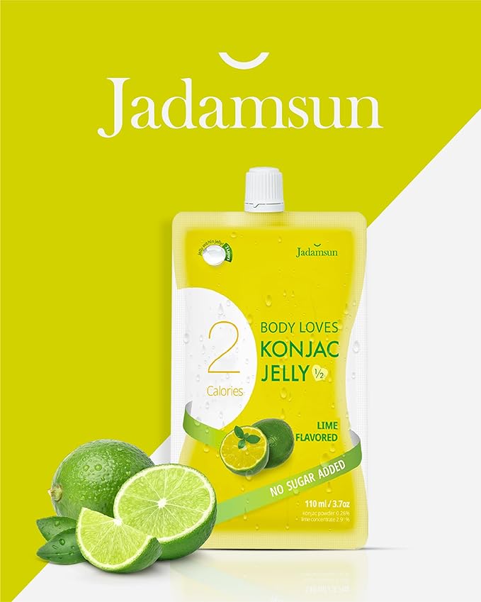 Jadamsun Konjac Jelly Juice (Lime, 20 pcs) - Delicious Low-Calorie Healthy Korean Snack, Drinkable Fruit Snack, Sugar-Free, Vegan, Gluten-Free