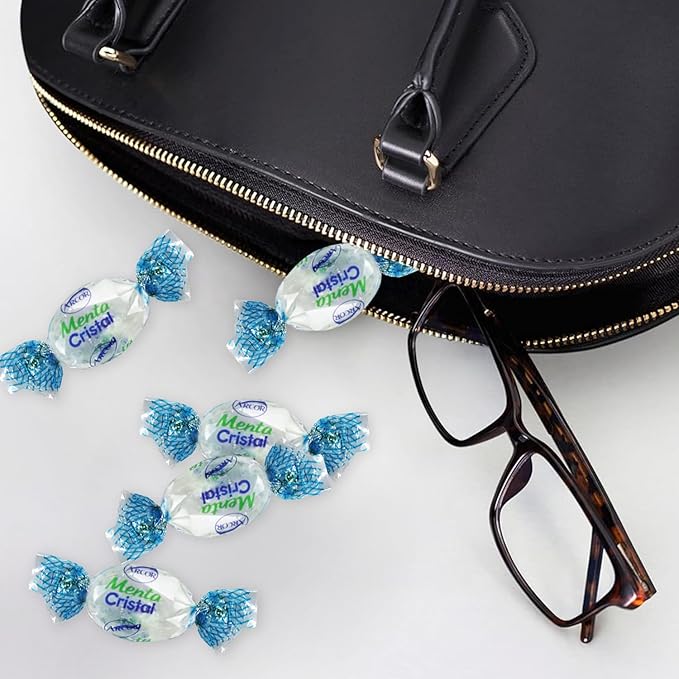 Crystal Mint Candy 2 Pound Bulk Pack Holiday Candies - Approx. 200 Individually Wrapped Hard Clear Mint Candies for Office, Parties, and Candy Bowls - Taboom