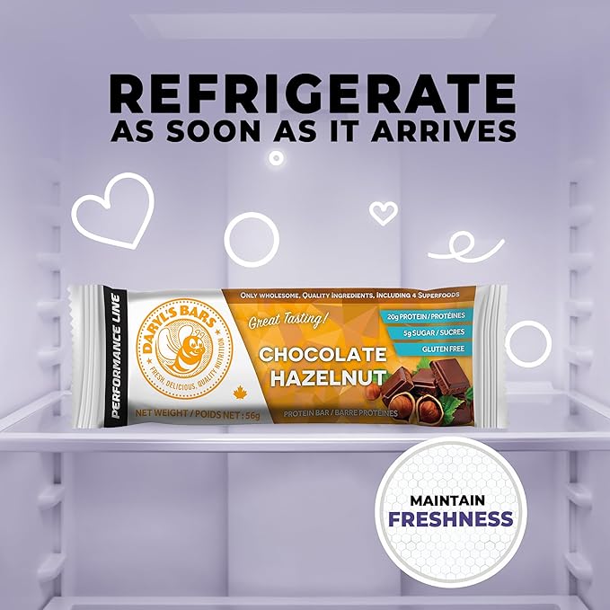 Daryl's Bars, Chocolate Hazelnut On the Go Whey Protein Bars, Gluten Free, Protein Snack, Meal Replacement, Pack of 2