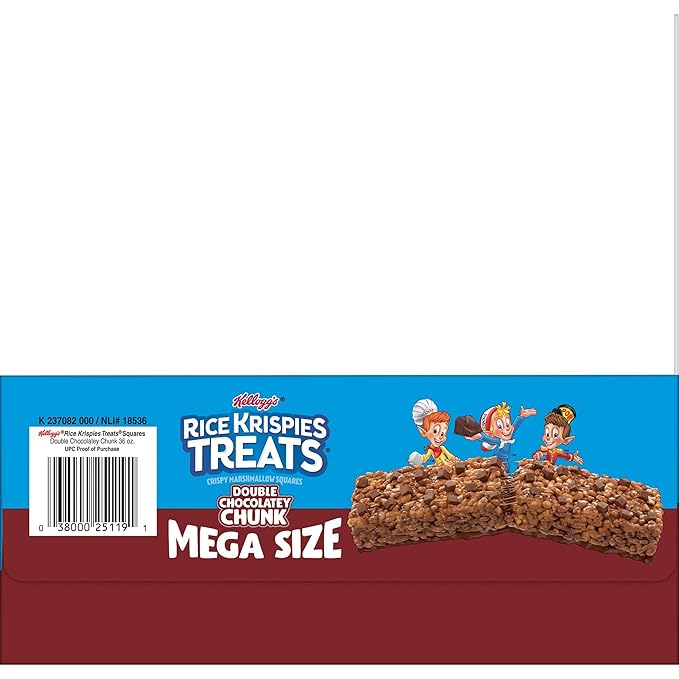 Rice Krispies Treats Mega Bars Large Marshmallow Snack Bars, Kids Snacks, Double Chocolatey Chunk, 36oz Box (12 Count)