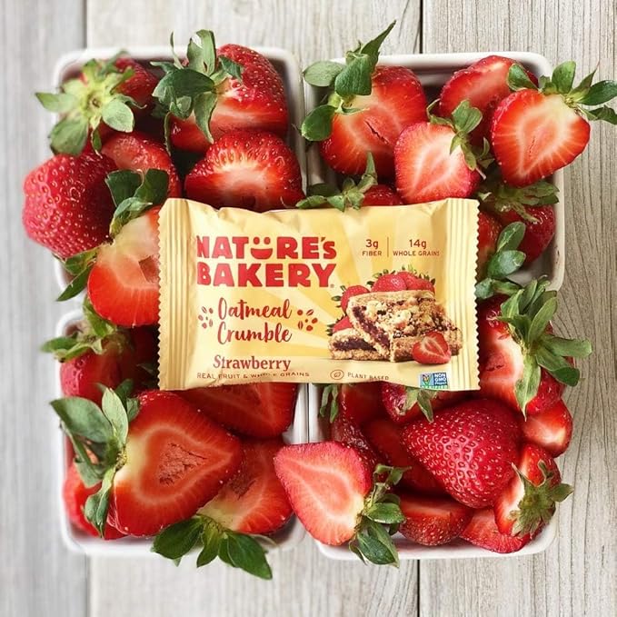 Nature’s Bakery Oatmeal Crumble Bars, Strawberry, Real Fruit, Vegan, Non-GMO, Breakfast bar, 1 Box With 12 Twin Packs (12 Twin Packs) (Pack of 2)