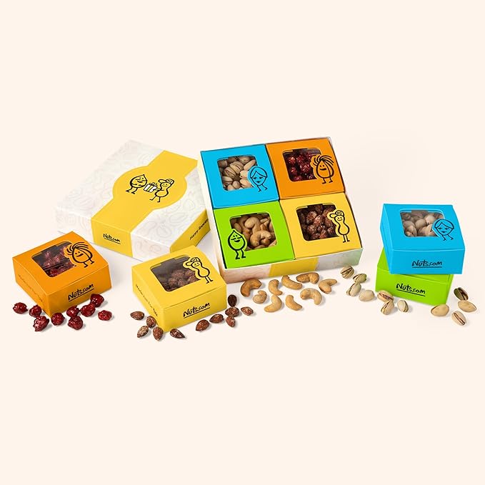 Nuts.com Mixed Nut Sampler – Variety Snack Box for Winter, Valentine's Day and Festive Gifts – 1.25Lb Gift Package Includes Pistachios, Peanuts, Hickory Smoked Almonds, Roasted and Salted Cashews