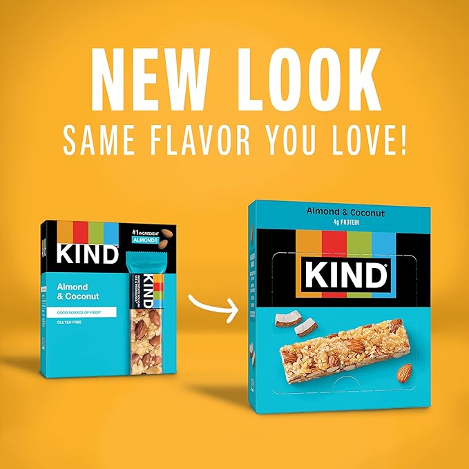 KIND Nut Bars, Almond & Coconut, Healthy Snack Bars, Gluten Free, Low Sodium, 3g Protein, 24 Count