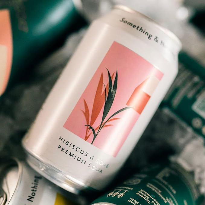 Something & Nothing Hibiscus & Rose Flavoured Sparkling Water | Lightly Carbonated, Full Flavoured with Added Grape & Lemon Juice | Vegan & Low Calorie Soda | 12 Fl Oz Cans (Pack of 12)
