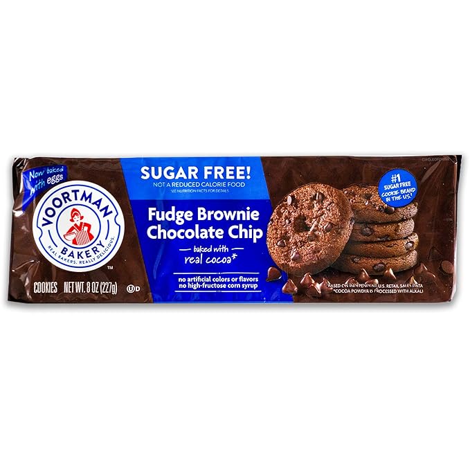 Voortman Sugar Free Cookies - Variety Pack - Chocolate Chip - Fudge Brownie Chocolate Chip - Iced Almonette - 3 Packs Total