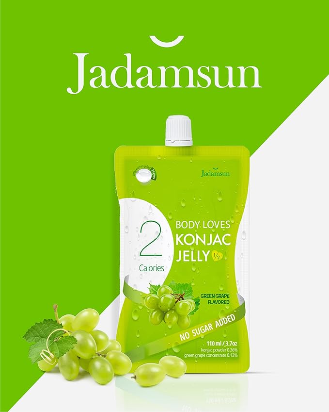 Jadamsun Konjac Jelly Juice (Grape, 20 pcs) - Delicious Low-Calorie Healthy Korean Snack, Drinkable Fruit Snack, Sugar-Free, Vegan, Gluten-Free