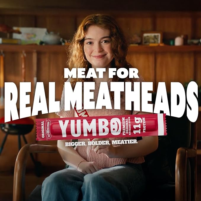 Old Wisconsin Yumbo Summer Sausage Snack Sticks, Ready to Eat, High Protein, Low Carb, Keto, Gluten Free, 20 Individually Wrapped 2oz Sticks, Turkey Flavor