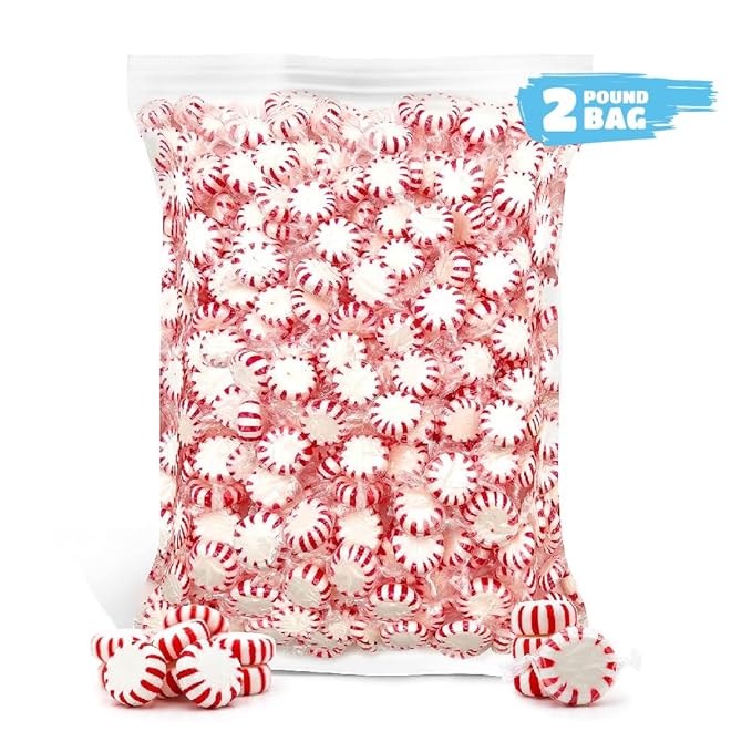 Starlight Mints, Arcor - 2 Pound Pack (About 175 Count) - Peppermint Candy - Hard Candy Individually Wrapped - Mints Individually Wrapped - Red and White Peppermints for Office Bowls, Parties and Events
