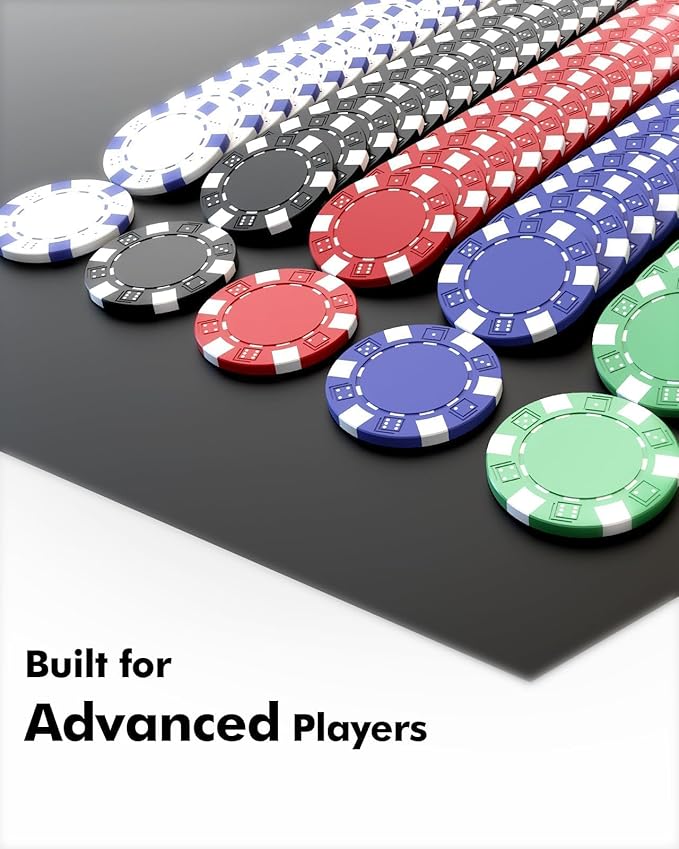 HEITOK Texas Hold'em Poker Chip Set 200-pcs with Aluminum Carrying Case & Professional Weight Chips Plus 5 Poker Dice Waterproof