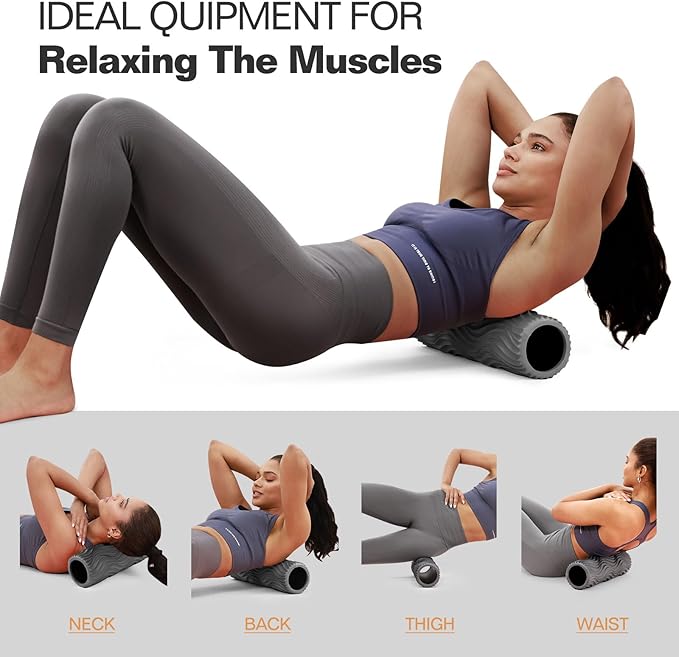 LTHTRADE Foam Roller, Deep Tissue Massage Muscle Roller Back Roller Foam with Wave Texture - Back Pain Relief & Physical Therapy, Fitness Foam Roller for Pilates, Yoga (Grey)