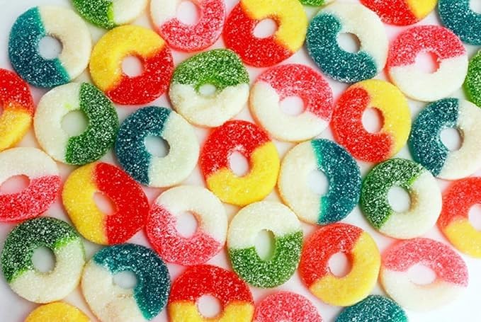 Assorted Flavored Gummy Rings- Bulk Assorted Gummy Candy Mix - Fresh, Soft, and Chewy Sugar Dusted Gourmet Candy Rings (3 Pound)