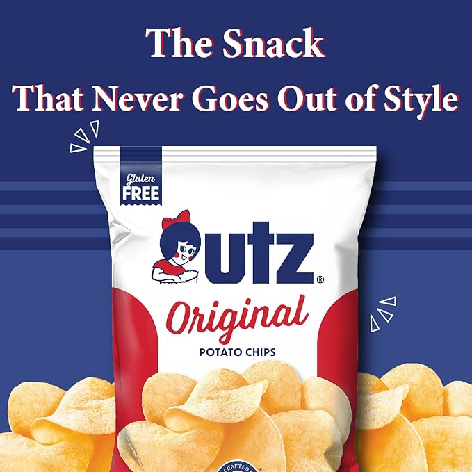 Utz Original 1 Oz Bags, 42 Count Crispy Potato Chips Made from Fresh Potatoes, Crunchy Individual Snacks to Go, Cholesterol Free, Trans-Fat Free, Gluten Free Snacks