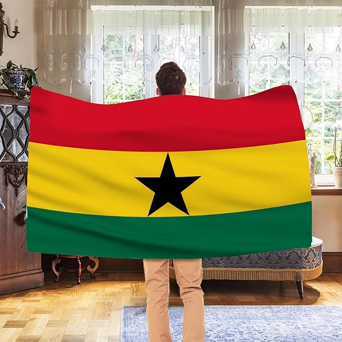 Ahfulife Ghana Flag 3x5 Ft, 1 Pc Large Ghanaian National Flags for Outdoor Indoor, Double Sided with Brass Eyelets for World Cup, Party, Garden, Bar, Street Decor