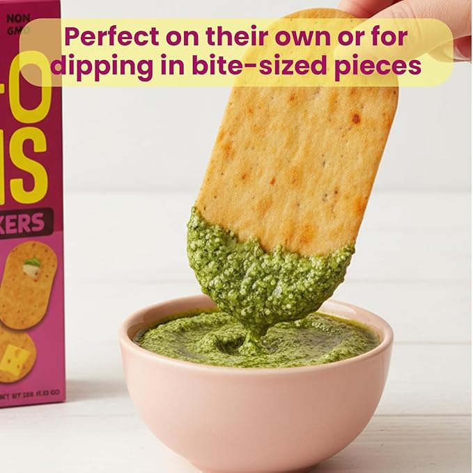 Disc-O Thins Whole Wheat Crackers - Crunchy Roasted Snack, High-Fiber & Low-Fat On-the-go Snack Chips, 96pcs (Garlic Bread) - Friendly, Healthy Travel Snack, Non-GMO - Great w/ Cheesy Dips, Salsa, or Beer