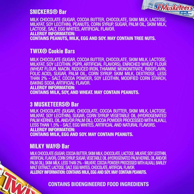 SNICKERS, TWIX, MILKY WAY & 3 MUSKETEERS Individually Wrapped Variety Pack Full Size Milk Chocolate Candy Bars Bulk Assortment, 33.31 oz, 18 Bars