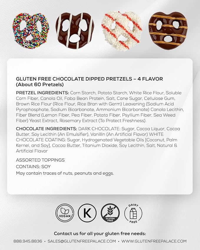 Gluten Free Palace Valentine’s Day Gift Box – Gourmet Chocolate Covered Pretzels – Gluten Free Chocolate Treats and Snack Basket for Him & Her – Valentines Day Gift Idea (4 Flavors)