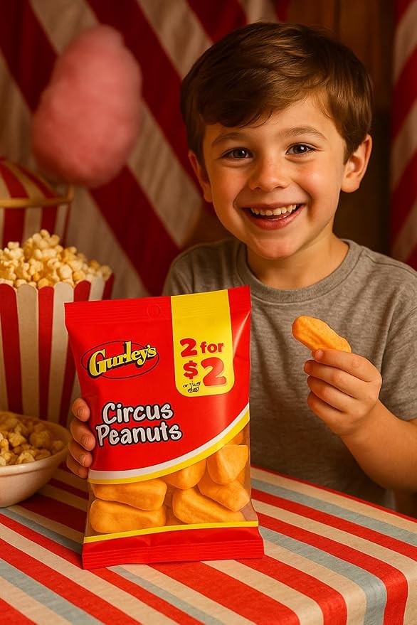 Gurley's Circus Peanuts - Old Fashioned Circus Peanuts Candy, Marshmallow Candy, Pack of 12 Individual Bags