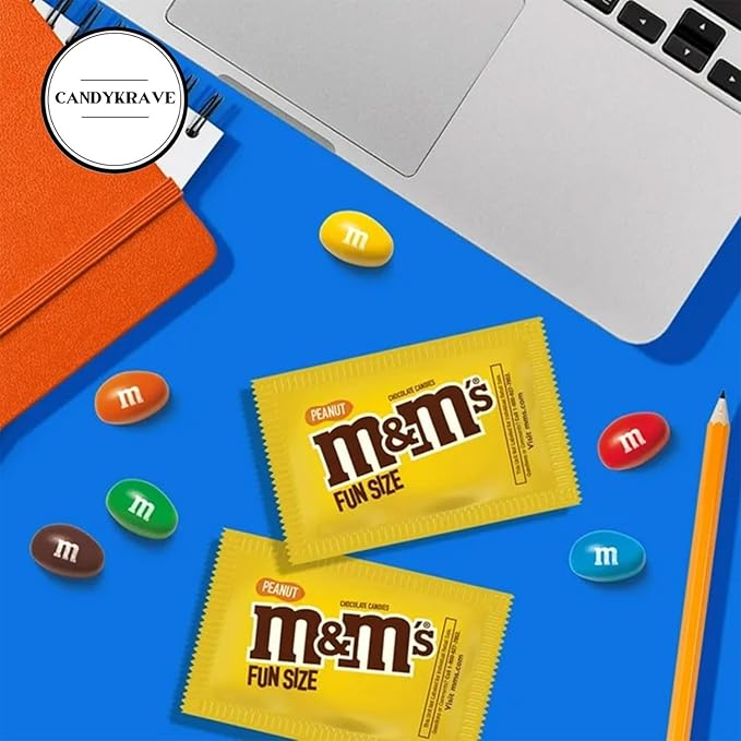 M&M Peanuts & Milk Chocolate Candy - 2 lbs Bulk Pack - Individually Wrapped Fun Size Candy for Freshness - Colorful Delicious Sweets for Kids, Adults, Pantry, Office & Birthdays