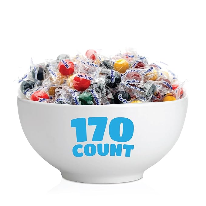 Jaw Breakers - 2 Pound Bulk Pack (About 170 Count) - Assorted Fruit Hard Candy - Individually Wrapped Candy - Lemon, Lime, Cherry, Orange, and Grape Mix