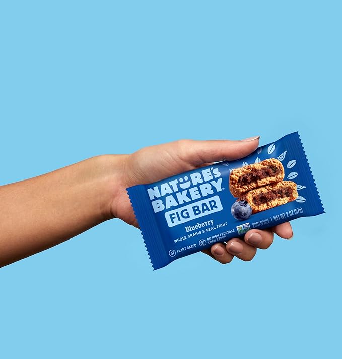 Nature's Bakery Whole Wheat Fig Bars, Blueberry, Real Fruit, Vegan, Non-GMO, Snack bar, Twin packs- 12 count