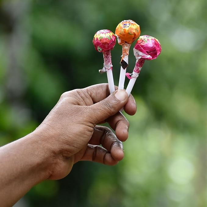 Snack Mountain Mini Lollipops Individually Wrapped, 50 Count Bulk Suckers, Bag of Lollipops in Assorted Fruity Flavors: Bubble Gum, Limeade, Cherry, Berry, Orange & More, Classic Suckers for Parties