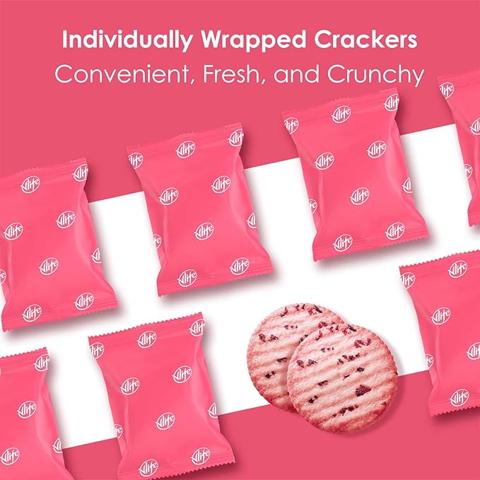 V-LOONG Rose & Multi Berries Biscuits, Vlife Baked Round Crackers, Sweet and Crispy Snacks, (1 PACK,7 Ounce)