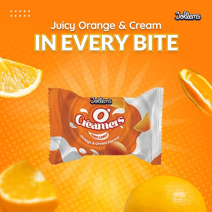 Jollems O’ Creamers Orange & Cream Flavored Hard Candy | Individually Wrapped | 2 Pound Bulk Bag