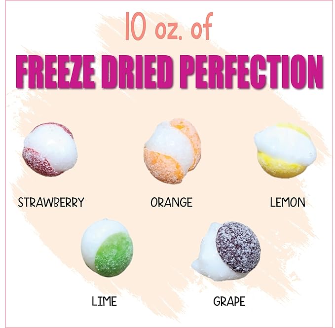 Fruit Crunch Sour Freeze Dried Candy 10oz, Assorted Sour Freeze Dried Candy Variety Pack 10 oz Large Pouch, Ideal Crunchy Freeze Dried Sweets Gift - Large Resealable Bag