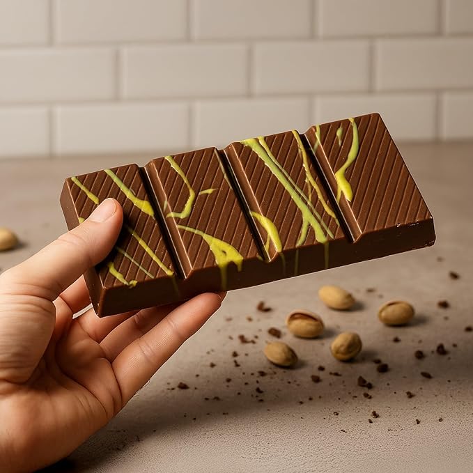 UniqBite Dubai Chocolate Bar Pistachio, Crunchy Loaded Viral Knafeh Chocolate Bar with Pistachio Cream and Kataifi (7 Ounces)