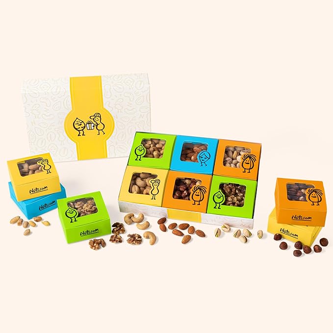 Nuts.com Nuts Assortment Tray – Mixed Nut Sampler Box for Winter, Valentine's Day and Festive Gifts – 2 lb Care Package Includes a Heart Healthy Variety of Cashews, Pecans, Pistachios & More