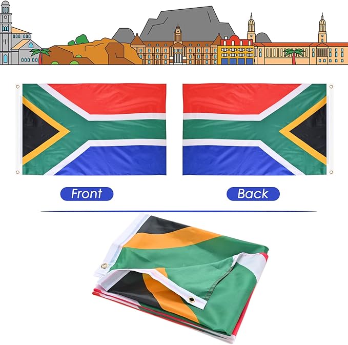 AhfuLife 2 Pcs South African Flag 3x5 Ft, Large South Africa Flags for Outside - Double Side with Brass Eyelets for Olympic Party Decorations, Bar Garden Street Decoration Indoor Outdoor