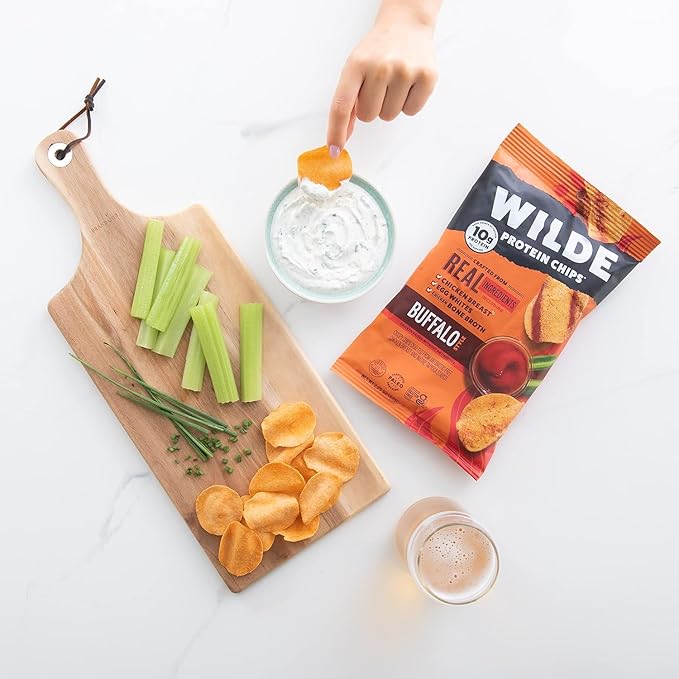 WILDE Chips, High Protein Snacks for Adults, Keto Chips, Gluten Free, Low Carb Snack Box Made with Real Ingredients, Buffalo Style