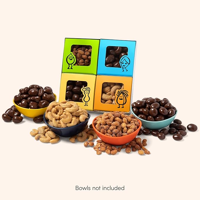 Nuts.com – Sweet and Salty Gift Tray for Winter, Valentine's Day and Festive Gifts — Healthy Snack Sampler Box, 1.25 Lbs of Roasted Cashews, Peanuts, Chocolate-Covered Raisins