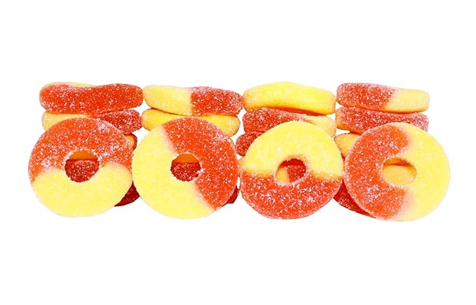 Gummy Peach Rings - Fresh, Soft, and Chewy Sugar Dusted Gourmet Peach Rings Candy Bulk (3 Pound)
