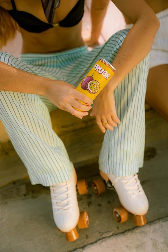 FRUGA Passion Fruit Sparkling Fruit Super Soda | Prebiotic Soda Drink, Low Calorie, Healthy Soda Benefits and Vitamin Boost - 12 Fl Oz (Pack of 12)