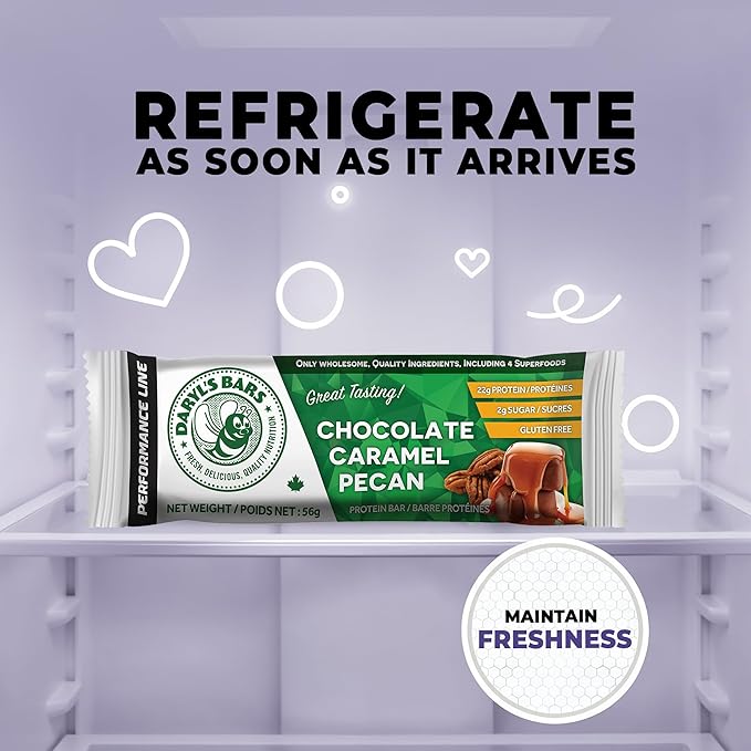 Daryl's Bars, Chocolate Caramel Pecan On the Go Whey Protein Bars, Gluten Free, Low Sugar, Protein Snack, Meal Replacement, Pack of 2