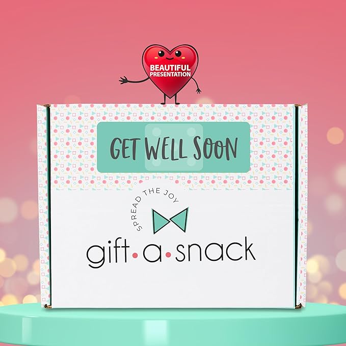 Gift A Snack - Get Well Soon Snack Box Variety Pack Care Package + Greeting Card (45 Count) Feel Better Sweet Treats Gift Basket, Candies Chips Crackers Bars - Office Food Assortments