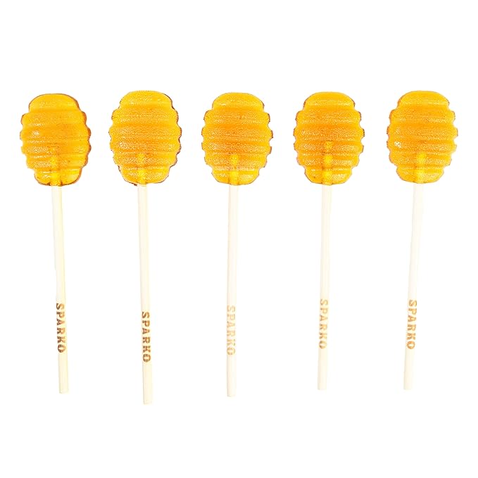Sparko Sweets Natural Honey Dipper Lollipops, No Artificial Ingredients, No Corn Syrup, Made in USA, 40 Pcs, 1.5-inch Diameter, 1.5 lbs, Gold – Perfect for Tea Stirrers, Sore Throat Remedy, and Gifts