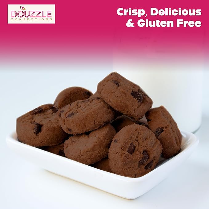 DOUzzle Gluten Free Cookies, Bite Size Double Fudge Chocolate Chip (5 OZ - Pack of 1) Non Gebrokts Kosher for Passover Food Snacks - No Artificial Colors or Preservatives