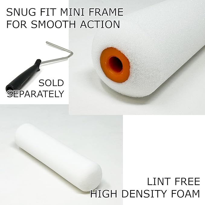 Allgala Foam Rollers, 24 Pack 6 inch Shedless Mini Foam Sponge Paint Roller Cover for Trim Wall Funiture Doors Cupboard Cabinets Doors