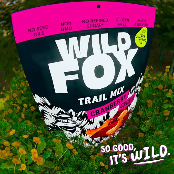 Wild Fox Trail Mix – Healthy Plant-Based Snack Made With Pure Avocado Oil And No Refined Sugar Or Seed Oils Ideal For Vegan Gluten-Free And Paleo Diets, Cranberry Crunch, 10 Ounce (Pack of 3)