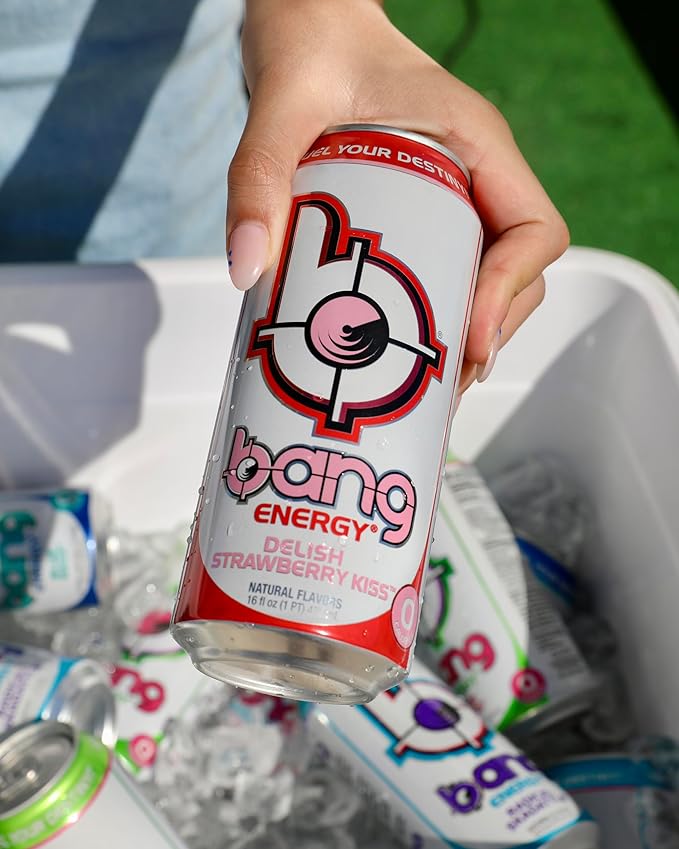 Bang Energy Delish Strawberry Kiss, Sugar-Free Energy Drink, 16 Fl Oz | Pack of 12