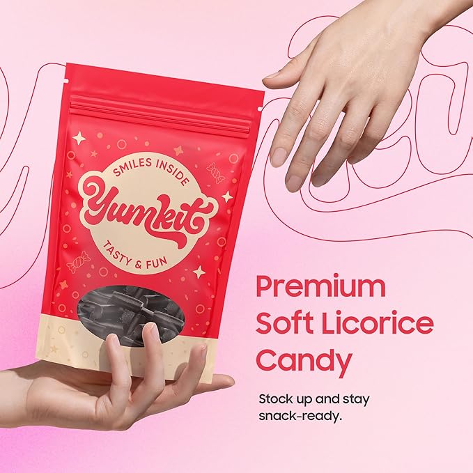 Black Licorice Candy 2 lbs | Soft & Chewy Black Candy Bulk | Big Bag of Australian Licorice | Non-GMO, No Palm Oil, Plant Based | Sweet Treats, Goodie Bags & Party Favors | YumKit