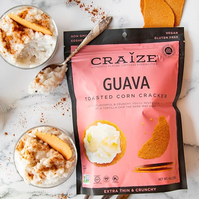 Craize Sweet Flavor Variety Pack | Sweet Corn, Coconut, Guava Crisps | Gluten Free, Vegan, Kosher, Toasted Corn Crackers | 3 pack, 4 oz each