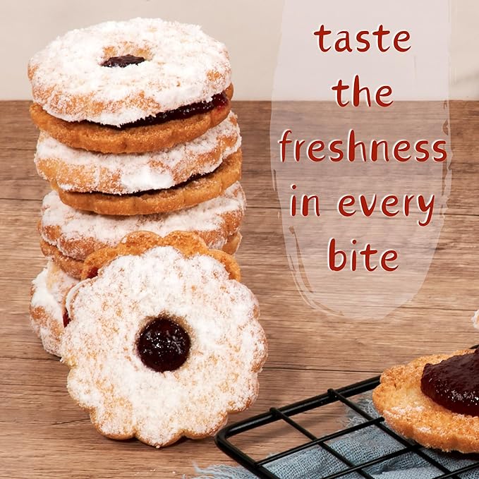 Linzer Cookies – Christmas Holiday Cookie Tin, 18 Count | Gourmet Holiday Cookies Gift Box for Colleagues, Friends & Women | Kosher, Nut-Free, Dairy-Free – Stern’s Bakery