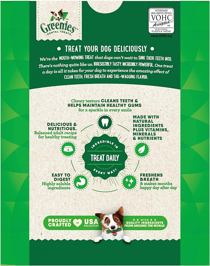 Greenies Veterinarian-Recommended Natural Dental Dog Treats Teenie Size, Original Flavor, 27 oz. Pack, 96 Count