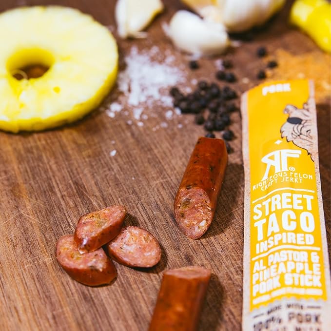 Righteous Felon Meat Sticks | 100% Pork Sticks | Keto, Gluten-Free, Low Sugar, High Protein Healthy Snacks | Valentines Day Jerky Gifts for Men | Street Taco Pork Sticks, 24 Count